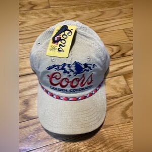 Coors Rocky Mountains Logo Beige Corduroy Snapbacks New!